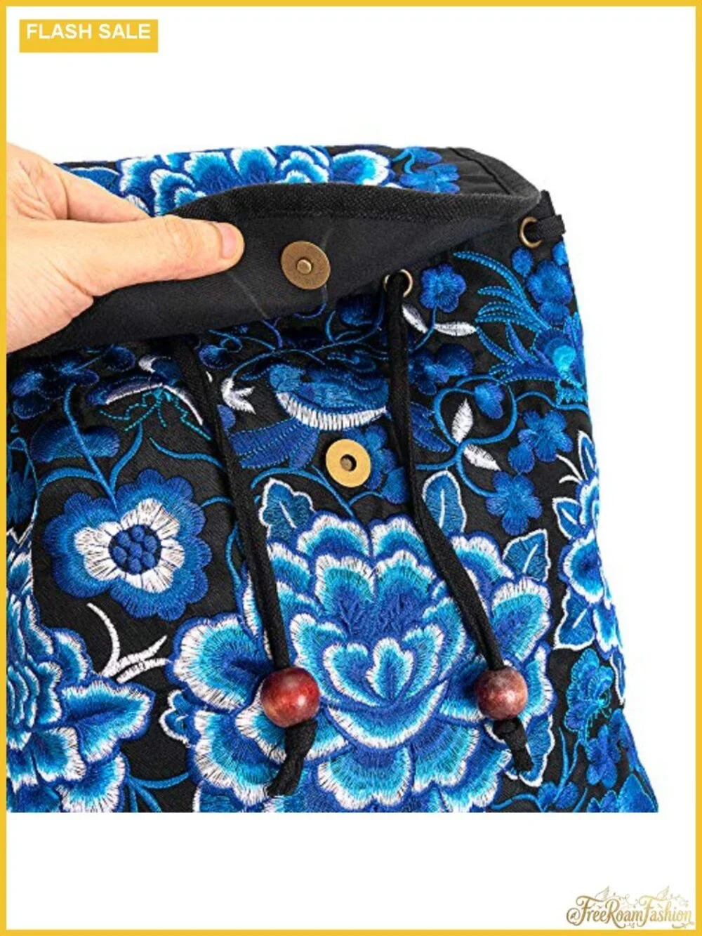 Canvas Embroidered Boho Backpack Purse Women Travel Shoulder Bag